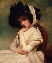 Emma Hamilton, in a portrait by George Romney, at the height of her beauty in the 1780s