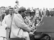 Thelonious Monk at Expo 67, 1967, Montréal, Québec. Bassist Larry Gales seen in background.