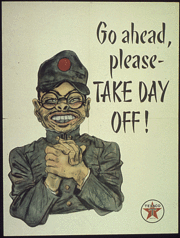 US Office for War Information, propaganda message: working less helps our enemies.