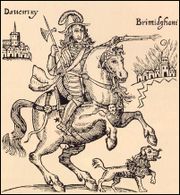 English Civil War cartoon entitled "The Cruel Practices of Prince Rupert" (1643)