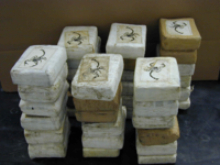 Bricks of cocaine, a form in which it is commonly transported.
