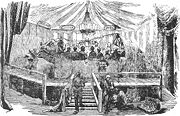 The famous (crowded) banquet in Waterhouse Hawkins's standing Crystal Palace Iguanodon