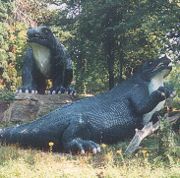 Statues of Iguanodon by Benjamin Waterhouse Hawkins, still visible at Crystal Palace.