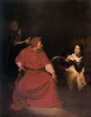 Joan interrogated in her prison cell by the cardinal of Winchester. By Hippolyte Delaroche, 1824, Musée des Beaux-Arts, Rouen, France.