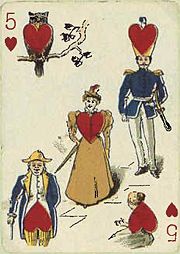 A transformation playing card from the 1895 Vanity Fair deck