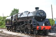 British Railways 73129, a Class 5MT 4-6-0 takes on coal at Swanick May 22, 2005.