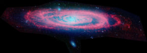 The Andromeda Galaxy seen in infrared by the Spitzer Space Telescope, one of NASA's four Great Space Observatories