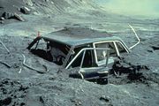 Photographer Reid Blackburn's car after the eruption.