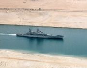 USS Bainbridge, an American warship in the Suez Canal
