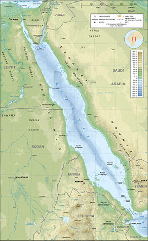 Bathymetric map of the Red Sea