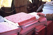 Deep frozen plates of Antarctic krill for use as animal feed and raw material for cooking