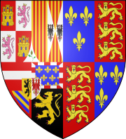 Arms of Mary I, quartered with those of her husband, Philip II