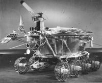 Lunokhod 1 lunar rover built by the Soviet Union. Lunokhod was the first roving remote-controlled robot to land on another world.