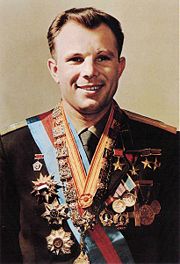 Yuri Gagarin, the first man in space.