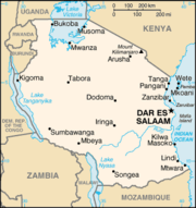 Map of Tanzania, shown with the old capital.