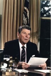 Reagan addresses the nation from the Oval Office regarding the Challenger disaster
