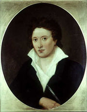 Percy Bysshe Shelley was inspired by the radicalism of Godwin's Political Justice (1793).  When the poet Robert Southey met Shelley, he felt as if he were seeing himself from the 1790s. (Portrait by Amelia Curran, 1819.)