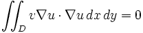 \iint_D v\nabla u \cdot \nabla u \,dx\,dy =0 \, 