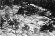 A large, antebellum mansion destroyed by the high winds and storm surge.