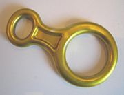 This figure-8 descender is annodized with a yellow finish.  Climbing equipment is available in a wide range of anodized colors.