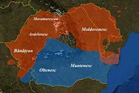 Romanian varieties (graiuri)Blue: Southern varietiesRed: Northern varietiesThe Moldovans speak the Moldovan variety