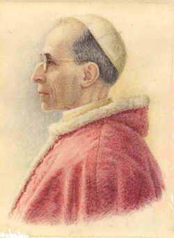 At  the outset of World War Two, a  French nun made this picture of Pope Pius XII.