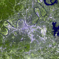 A satellite image of Nashville