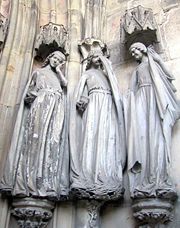 Three of the five foolish virgins showing their sorrow.
