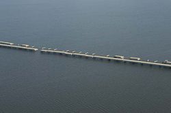 Damage to I-10 causeway over Escambia Bay near Pensacola