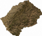 Satellite image of Lesotho, generated from raster graphics data supplied by The Map Library