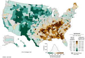 Lung cancer distribution in the United States