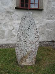 The rune stone U 344 was raised in memory of a Viking who went to England three times.