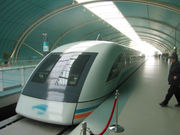 Transrapid Shanghai Maglev Train stopping at terminus Longyang Road station