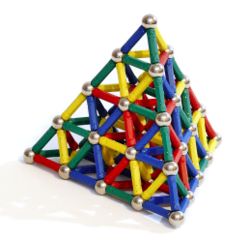 Magnets have many uses in toys. M-tic uses magnetic rods connected to metal spheres for construction