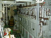 A modern diesel engine aboard a cargo ship
