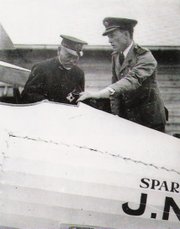Captain Sempill showing a Sparrowhawk to Admiral Togo Heihachiro, 1921.