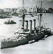 Imperial Japanese Navy cruiser Izumo in Shanghai in 1937.