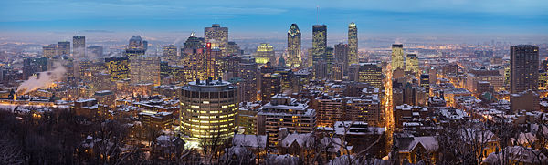 A panorama taken from the Chalet du Mont Royal at the top of Mount Royal