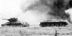 T-34 ARV (right) towing a disabled tank at the Battle of Kursk