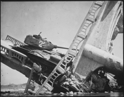North Korean T-34-85 which was caught on a bridge south of Suwon by U.S. attack aircraft during the Korean War