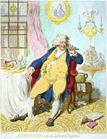 "A Voluptuary Under The Horrors of Digestion," a caricature by James Gillray