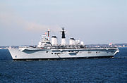HMS Invincible, one of the Royal Navy's current  Invincible-class aircraft carrier.