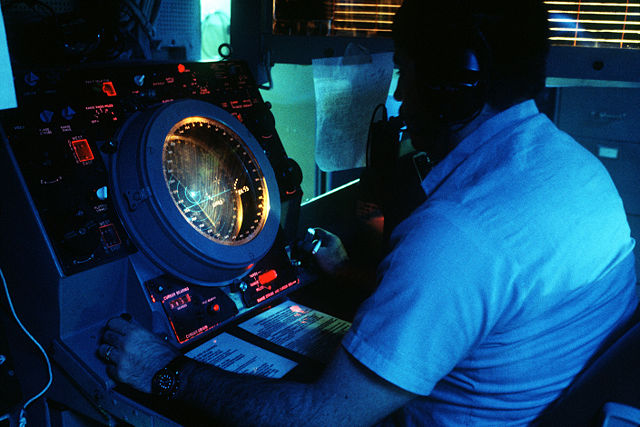 Image:USS Missouri SPS-67 radar operator.jpg