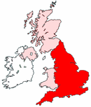 Location of England within the United Kingdom.