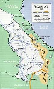 The Ho Chi Minh Trail running through Laos, 1967