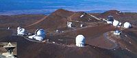The array of telescopes atop Mauna Kea, with which the Kuiper belt was discovered