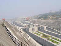 Ship locks for river traffic to bypass the Three Gorges Dam, May 2004