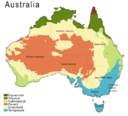Climatic zones in Australia, based on Köppen classification.