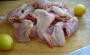 Cuts from a skinned chicken.