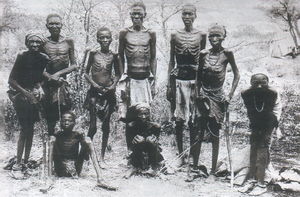 Surviving Herero, emaciated, after their escape through the Omaheke desert.